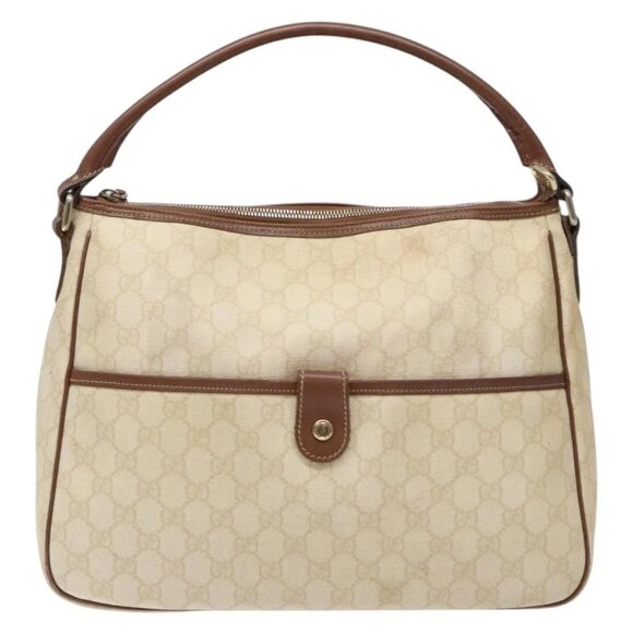 GUCCI GG Supreme Hand Bag PVC White Gold - Picture 1 of 16